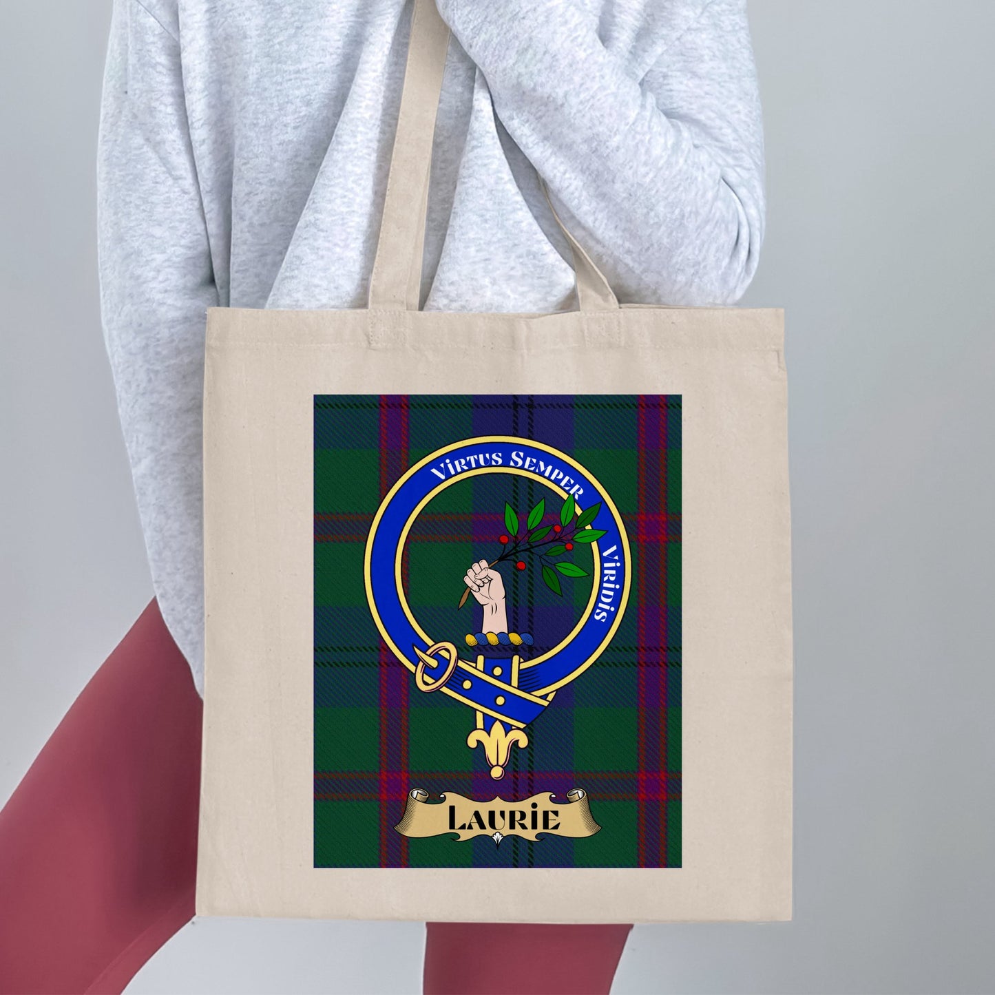 Clan Laurie Scottish Crest Tartan Tote Bag - Living Stone Gifts