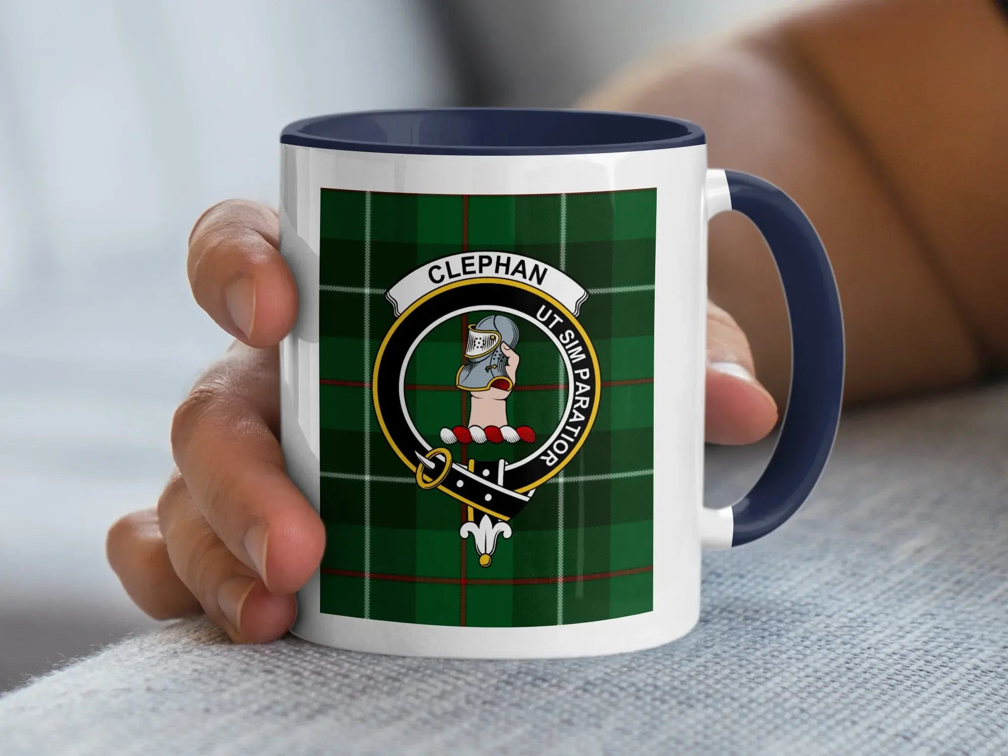 Clephan Family Crest Heritage Plaid Mug