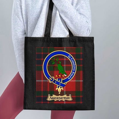 Abernethy Clan Crest Tartan Background Tote Bag - Living Stone Gifts