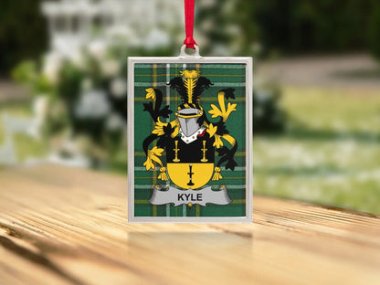 Kyle Family Crest Plaid Background Ornament product