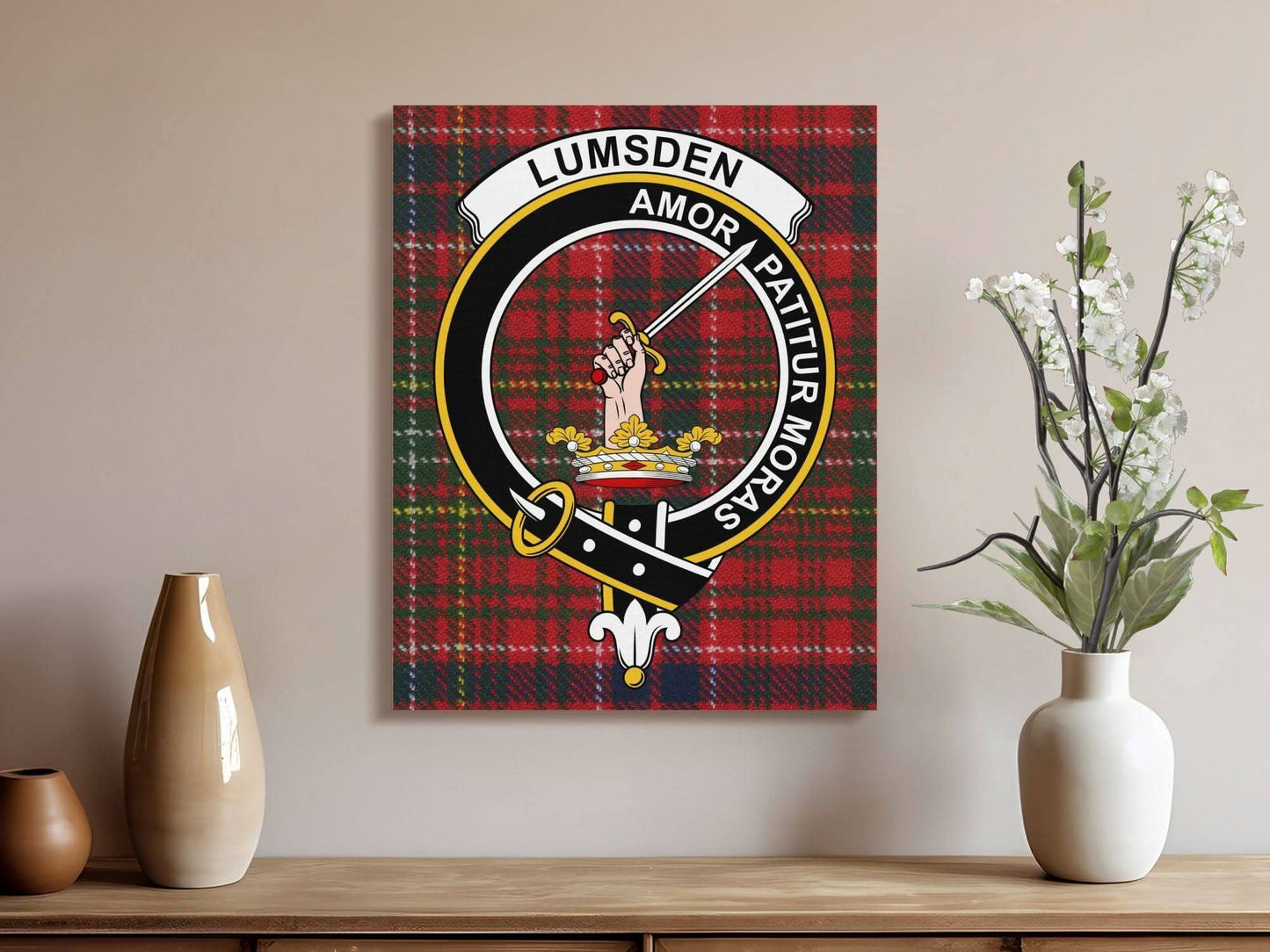 Lumsden Amor Patitur Moras Crest Canvas - Celtic Ancestry Gifts