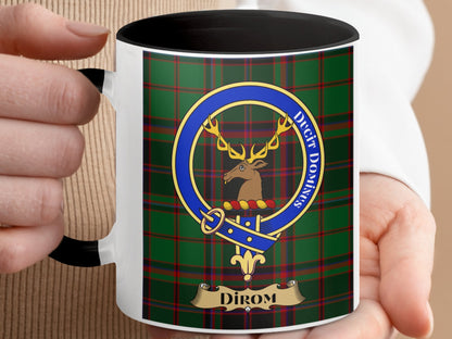 Clan Fergusson Stag Crest Dirom Plaid Pattern Mug - Living Stone Gifts