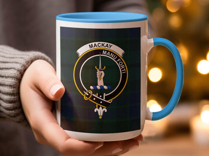 Mackay Clan Crest and Tartan Plaid Mug Traditional Style - Living Stone Gifts