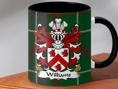 Williams Coat of Arms on Welsh National Tartan Mug - Living Stone Gifts