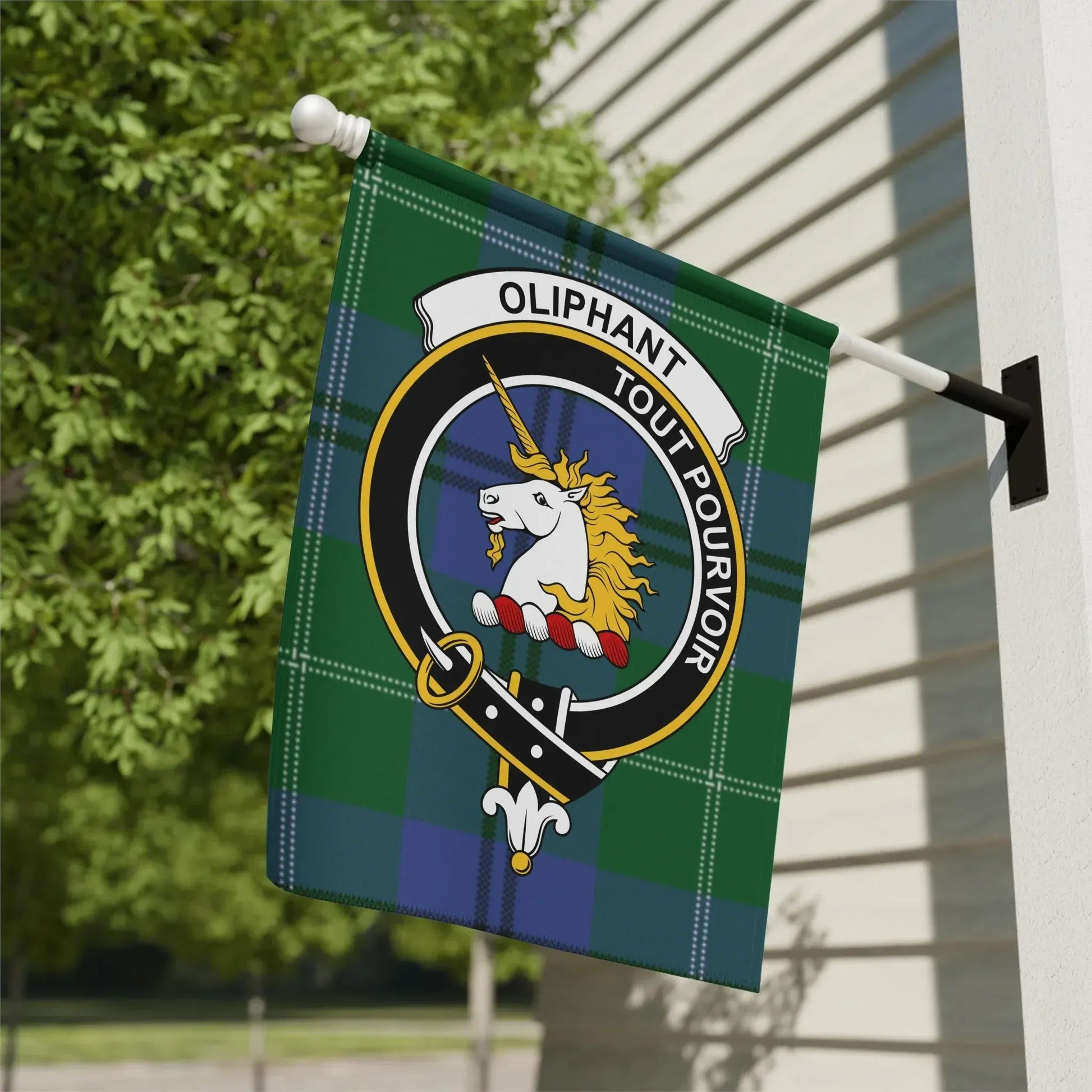 Oliphant Tout Pouvoir Green Plaid Garden Flag product type