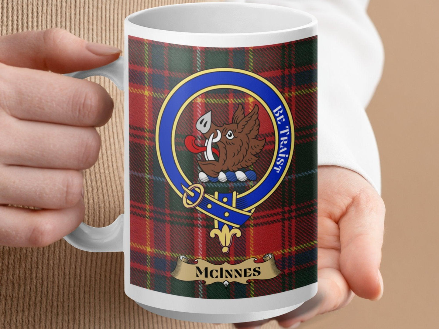 McInnes Clan Crest Scottish Tartan Plaid Design Mug - Living Stone Gifts