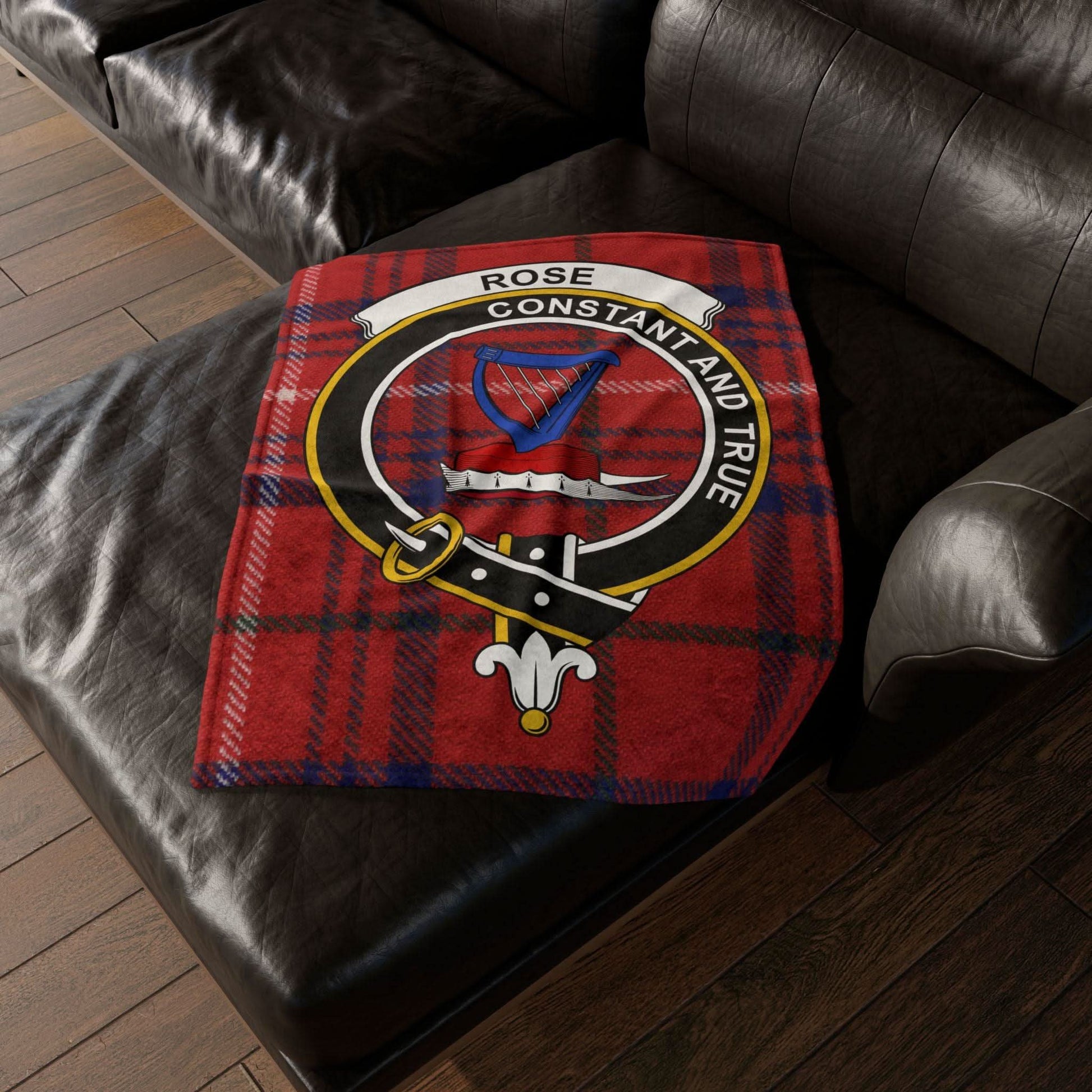 Rose Clan Tartan Blanket – Scottish Crest Throw, Soft & Cozy - Celtic Ancestry Gifts