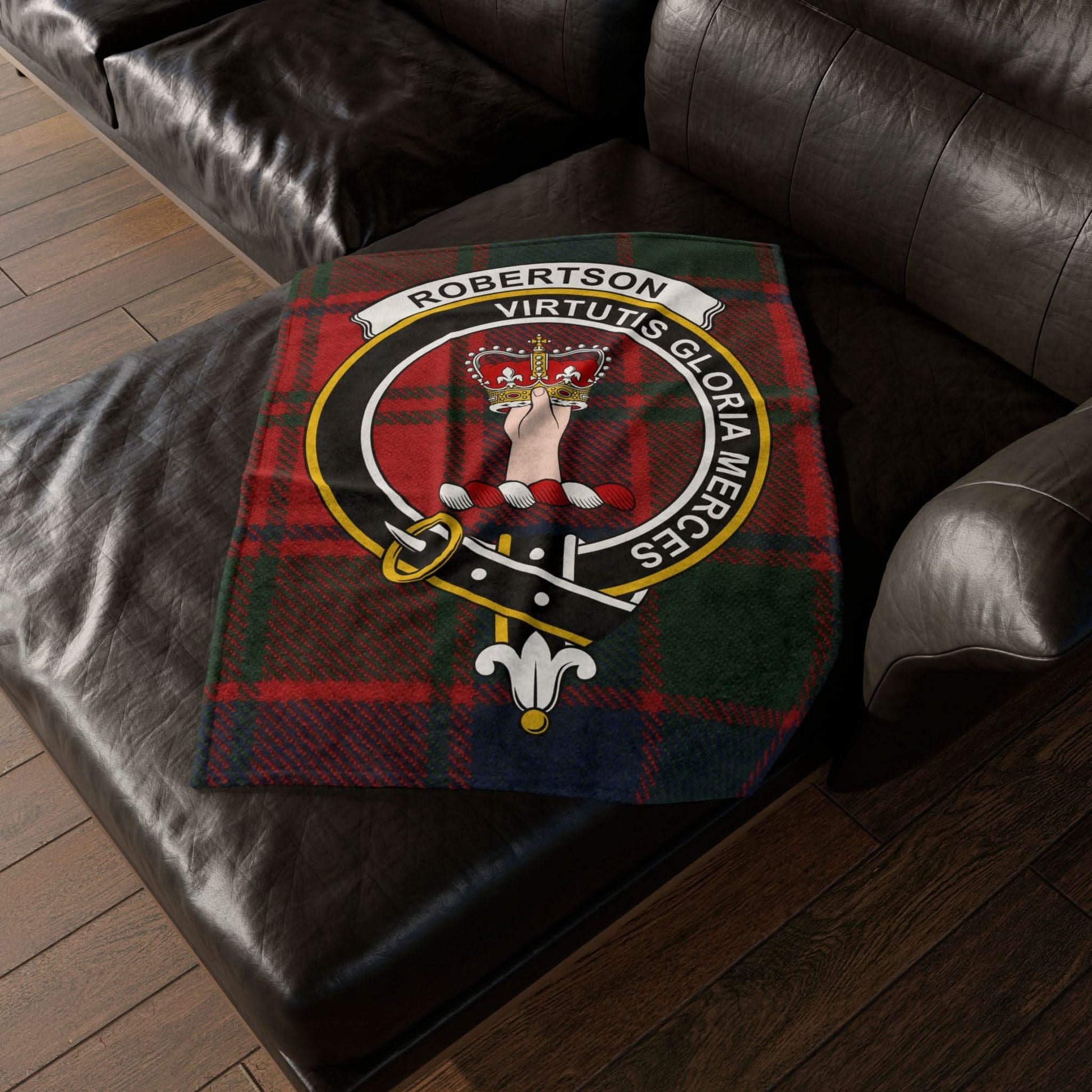 Robertson Clan Tartan Blanket – Scottish Crest Throw - Celtic Ancestry Gifts