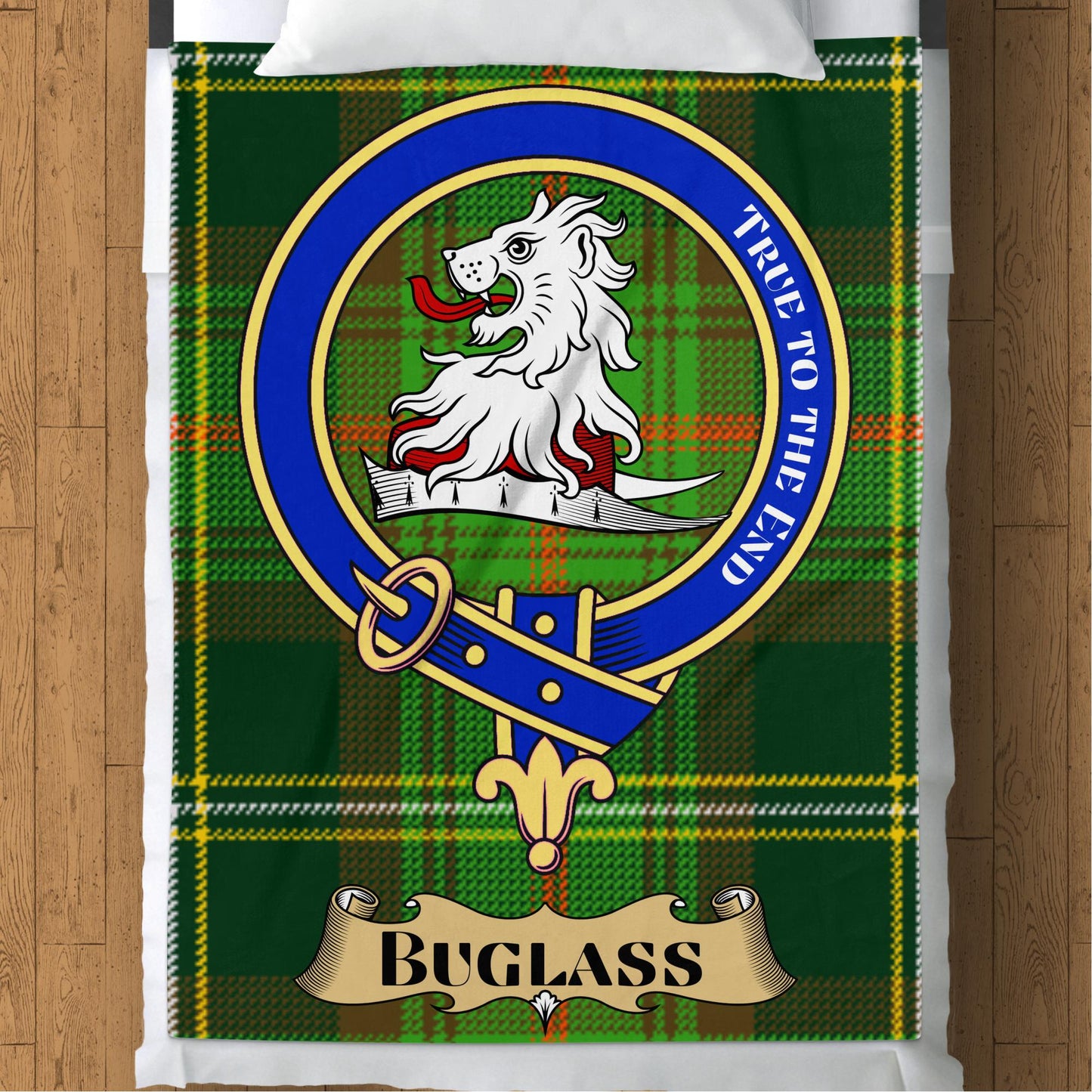 Scottish Clan Buglass Crest Tartan Throw Blanket - Living Stone Gifts