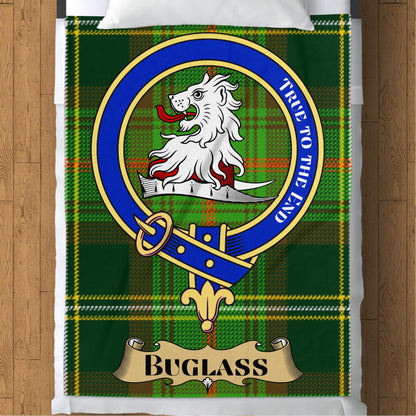 Scottish Clan Buglass Crest Tartan Throw Blanket - Living Stone Gifts