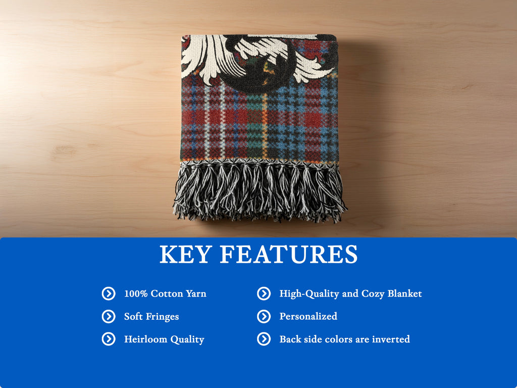 Features of the Adiston Scottish woven blanket in 100% premium cotton yarn