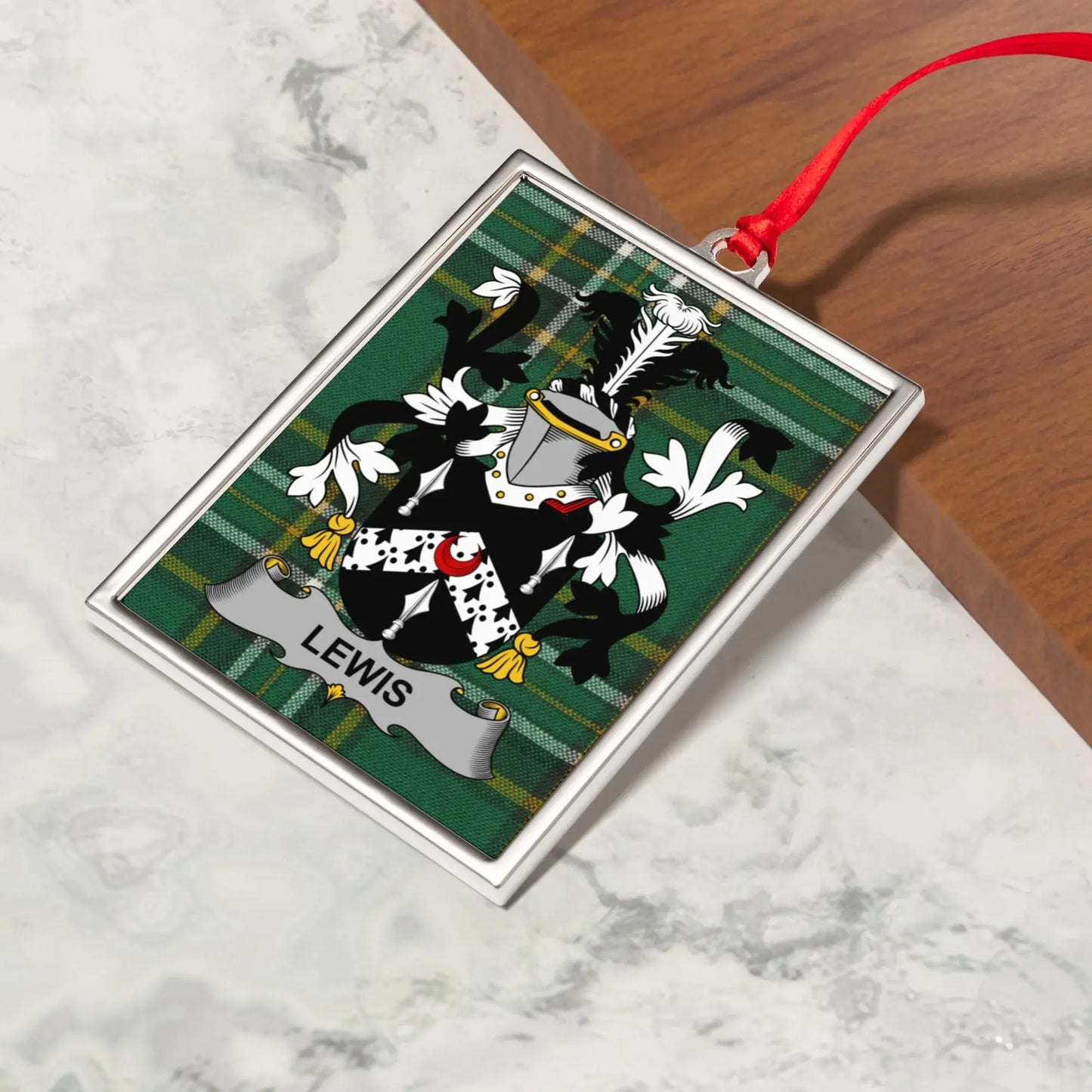 Lewis Family Crest Green Plaid Decoration product
