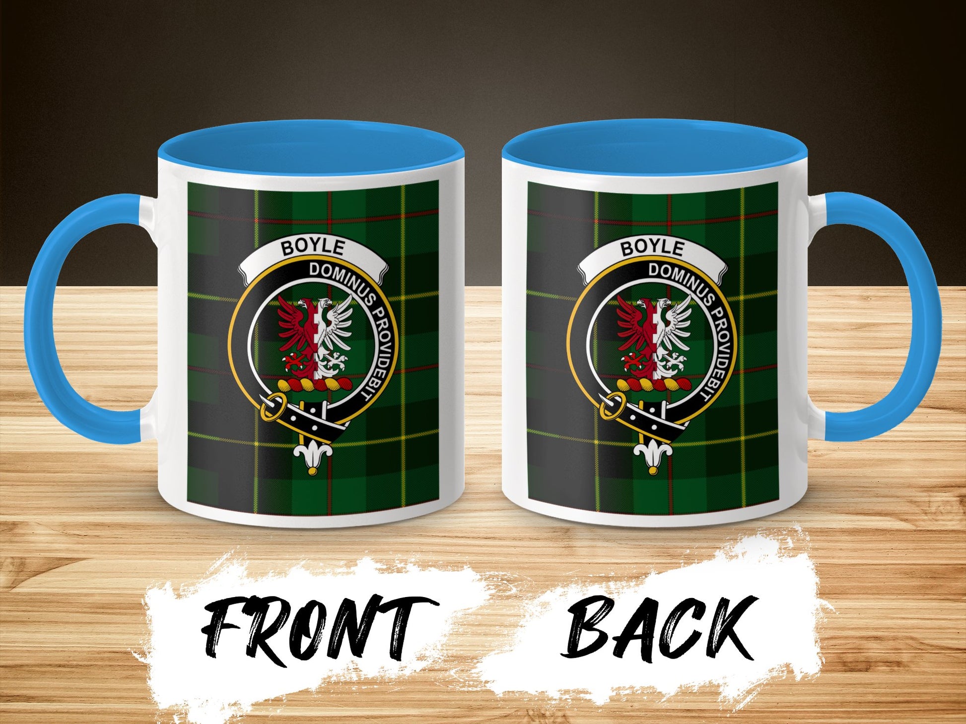 Boyle Dominus Providebit Crest Emblem Green Plaid Mug - Living Stone Gifts