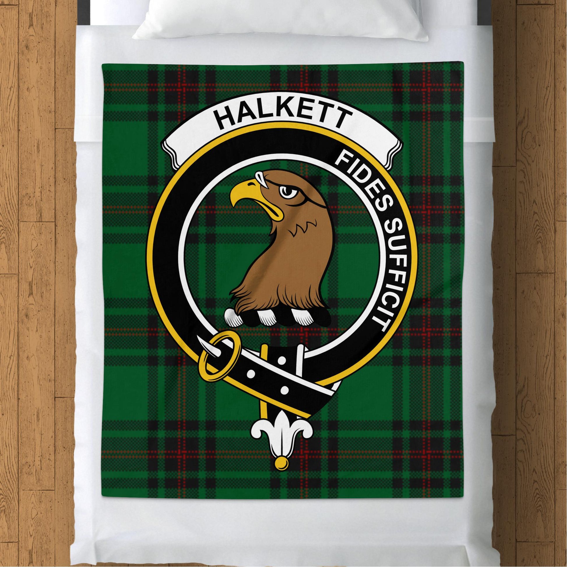 Scottish Clan Halkett Crest Tartan Blanket - Living Stone Gifts