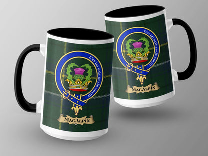 Unique Macalpin Scottish Clan Crest Tartan Plaid Mug - Living Stone Gifts