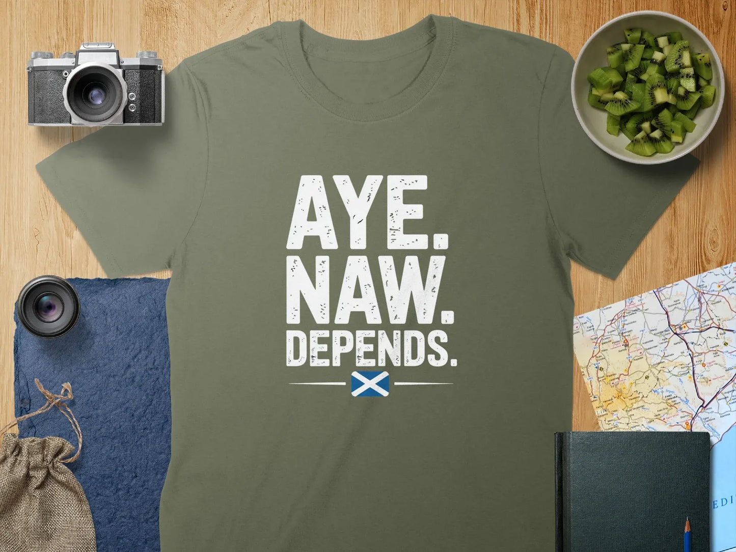 Aye Naw Depends Scottish Humour Graphic T-shirt product