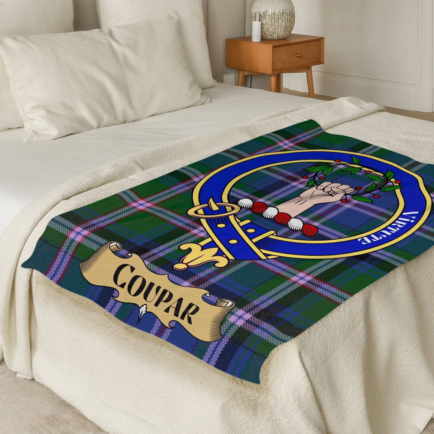 Scottish Clan Coupar Crest Tartan Throw Blanket - Living Stone Gifts