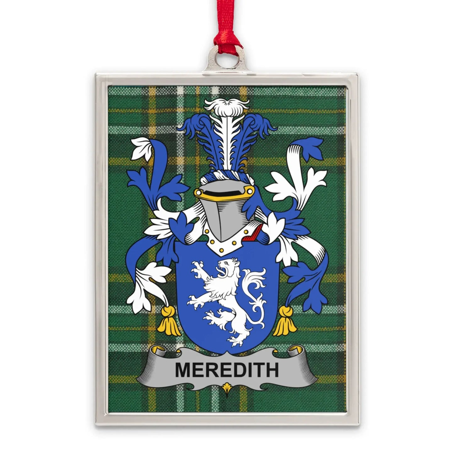 Meredith Coat of Arms Crest Plaid Background product type
