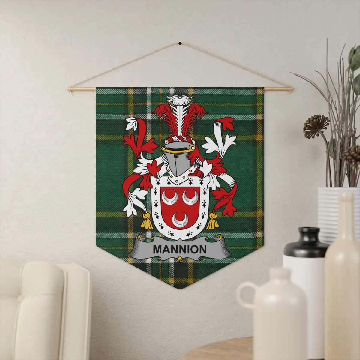 Mannion Family Crest Green Plaid Decorative Wall Hanging product type