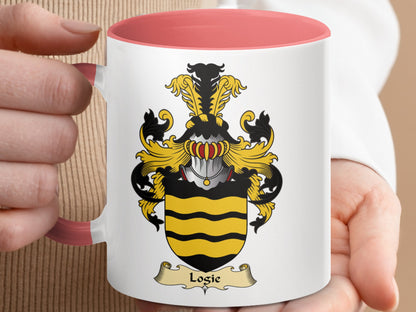 Logie Family Crest with Golden Details Accent Mug - Living Stone Gifts