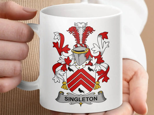 Singleton Family Coat of Arms Crest Mug - Celtic Ancestry Gifts