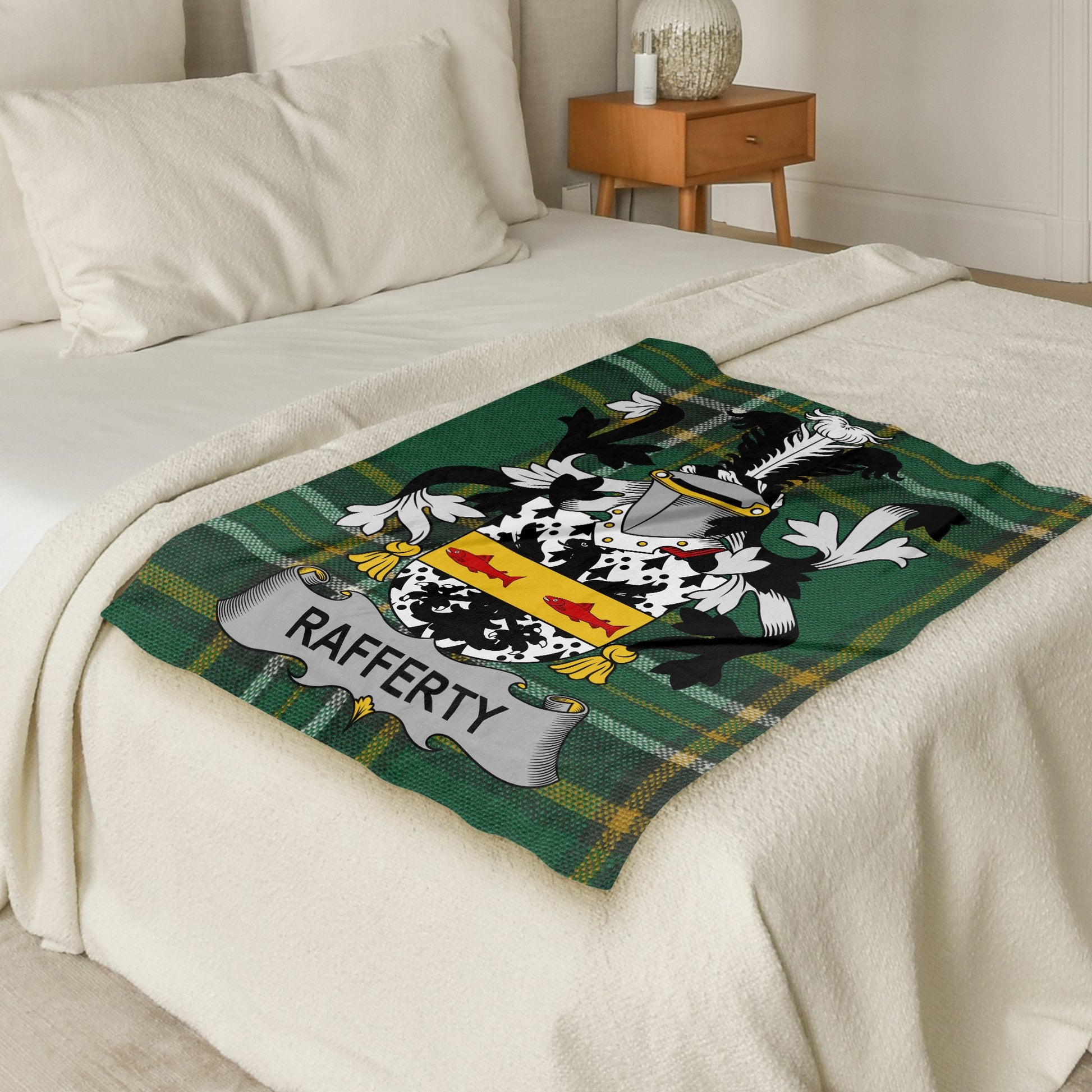 Rafferty Surname Irish Tartan Throw Blanket - Living Stone Gifts