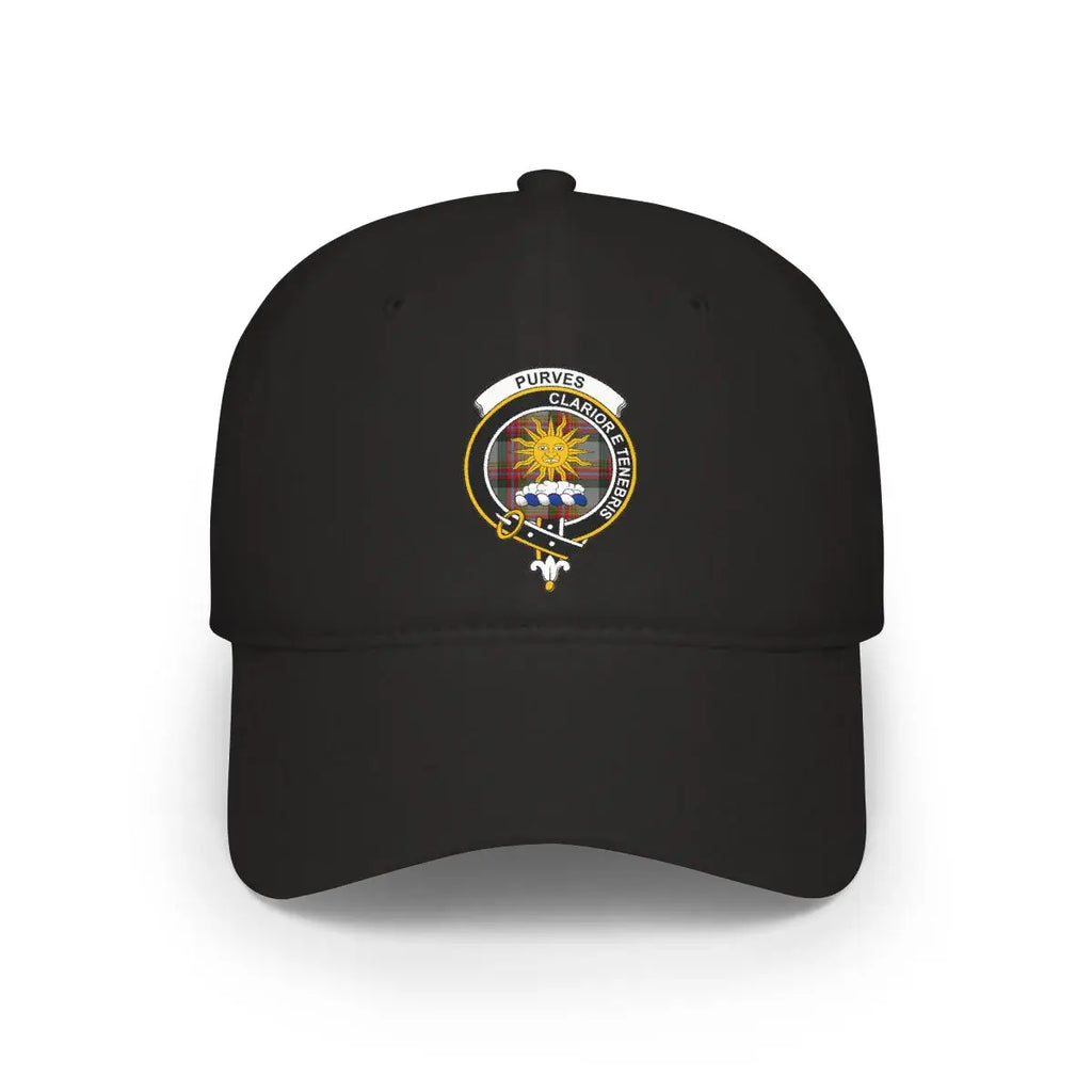 Purves Family Crest Emblem on Black Cap
