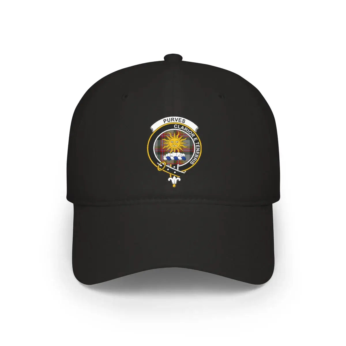 Purves Family Crest Emblem on Black Cap