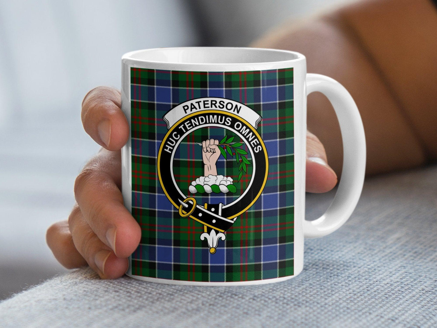 Paterson Clan Tartan Crest Huc Tendimus Omnes Mug - Living Stone Gifts