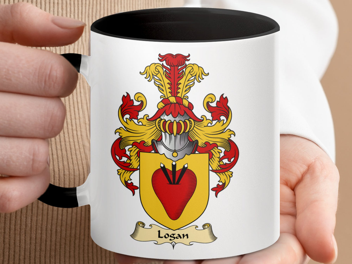 Logan Family Crest Coat of Arms Accent Coffee Mug - Living Stone Gifts