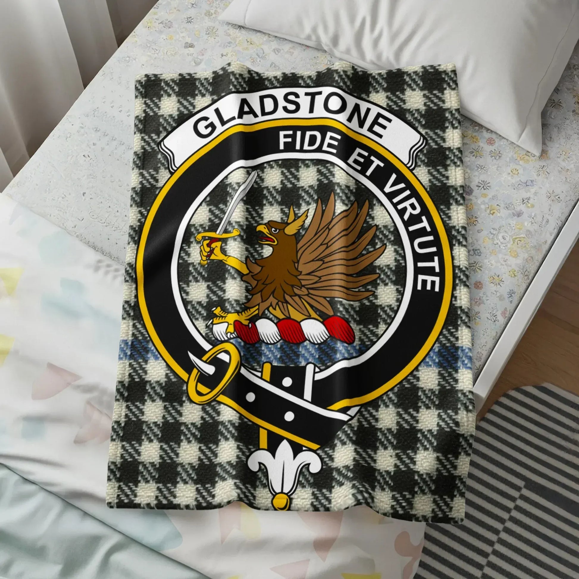 Crest of Gladstone Fide Et Virtute themed blanket product type