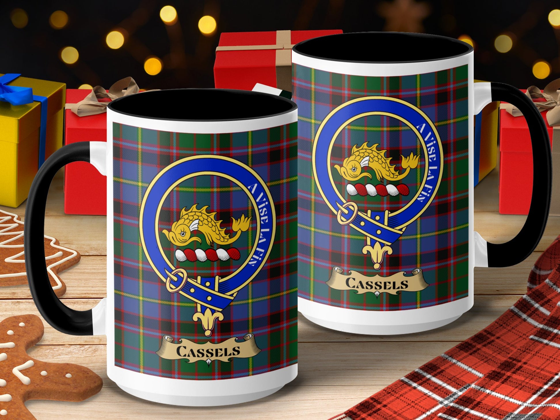 Clan Cassels Scottish Tartan Crest Family Name Mug - Living Stone Gifts