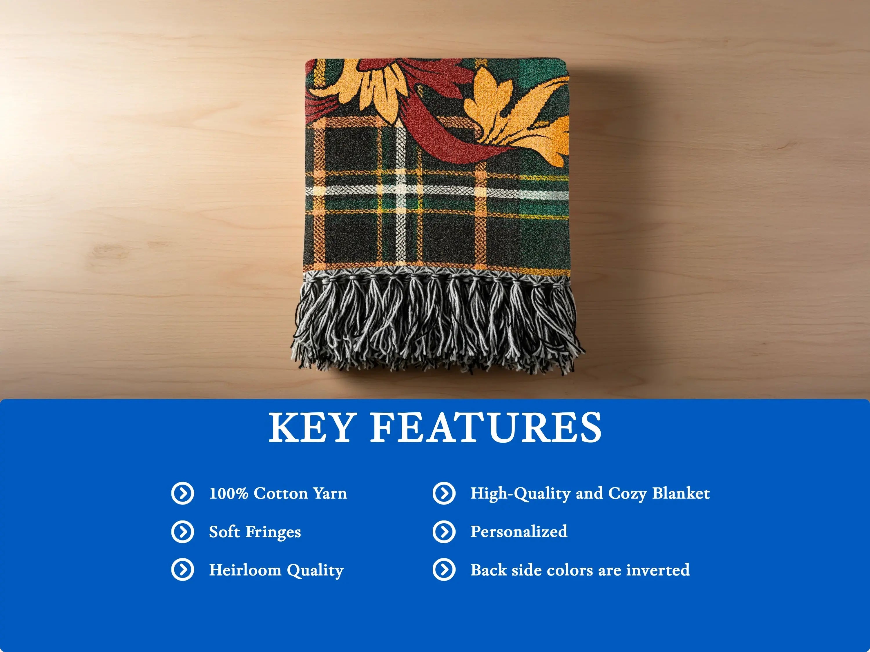 Premium McAlister cotton blanket showing woven texture and fringed edges