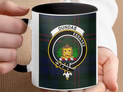 Clan Dundas Scottish Tartan Crest Design Mug - Living Stone Gifts