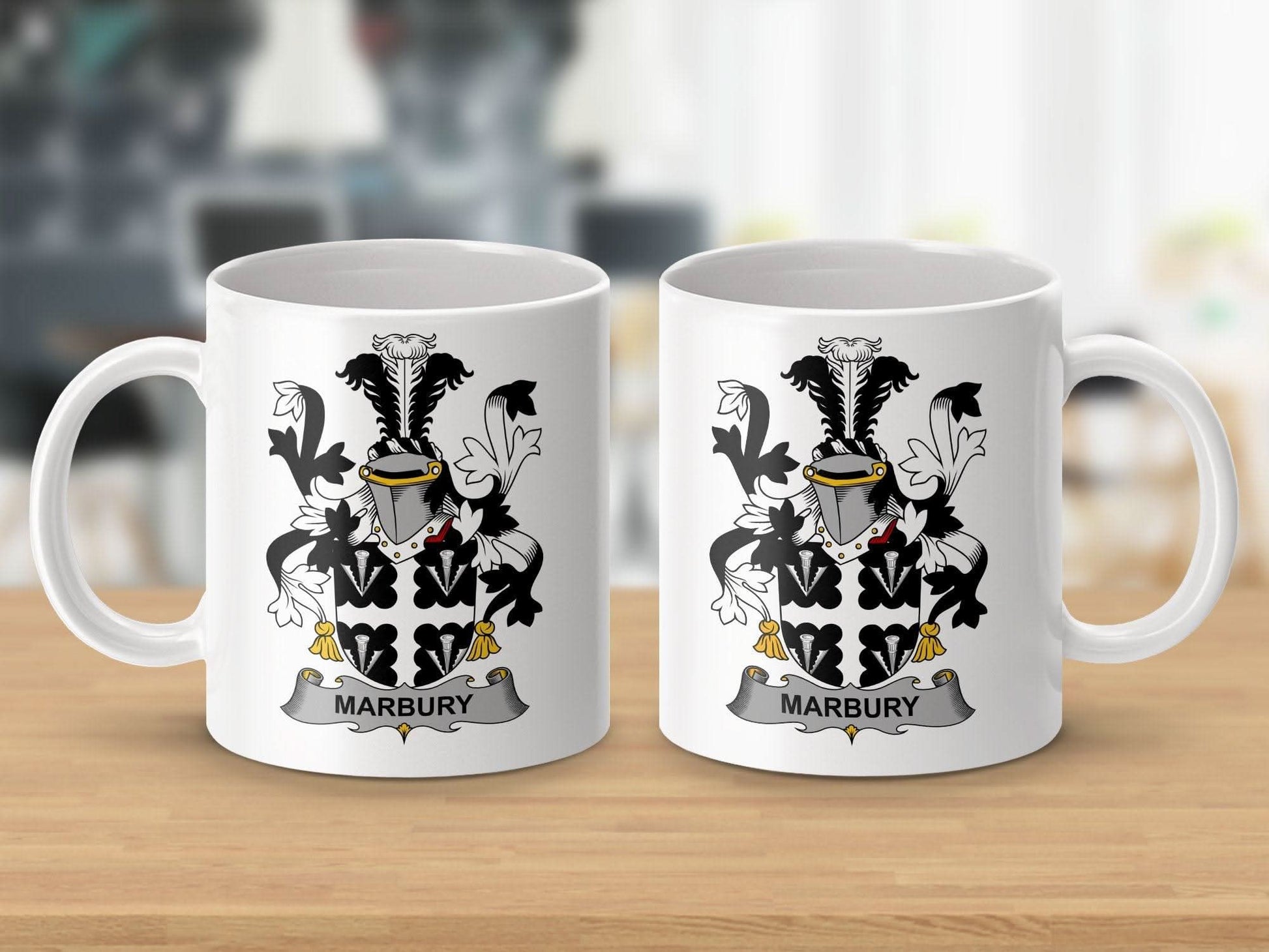 Marbury Surname Irish Family Crest Mug - Celtic Ancestry Gifts