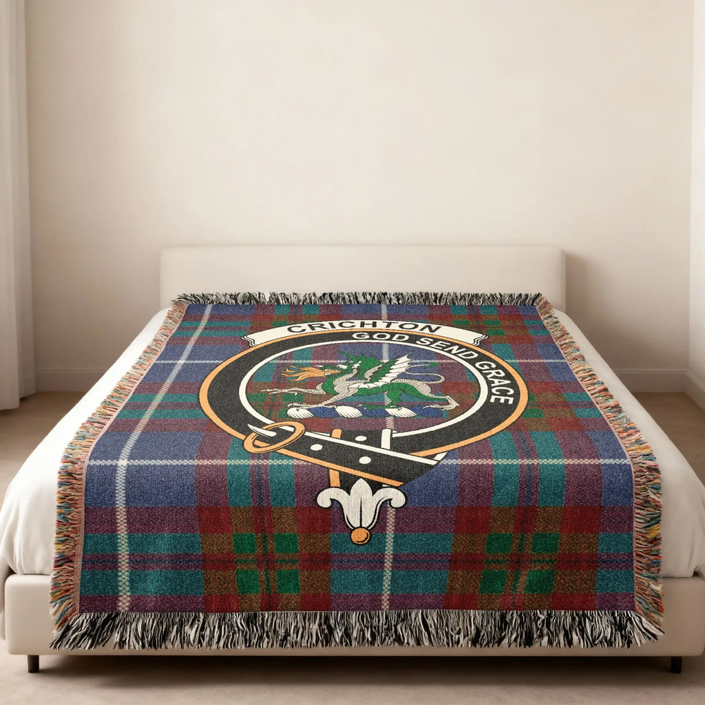Crichton tartan woven blanket — 80x60 size, heirloom cotton construction, full view