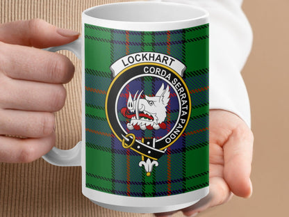 Lockhart Clan Crest Tartan Plaid Scottish Design Mug - Living Stone Gifts