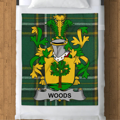 Woods Surname Irish Tartan Throw Blanket - Living Stone Gifts