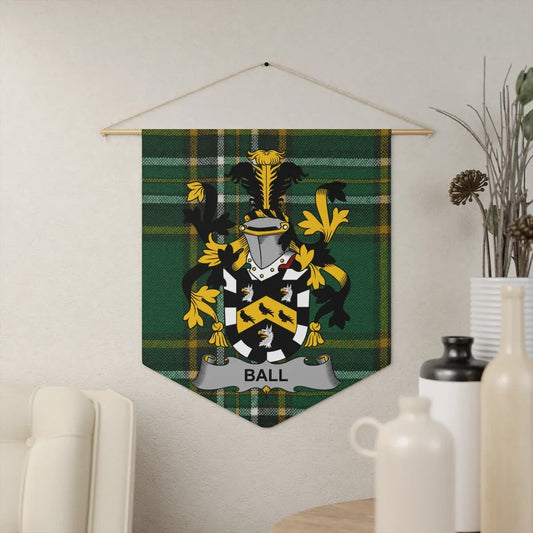 Family Crest with Green Plaid Background Tapestry product