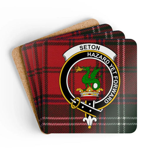 Scottish Clan Seton Tartan Print Coaster Set product type