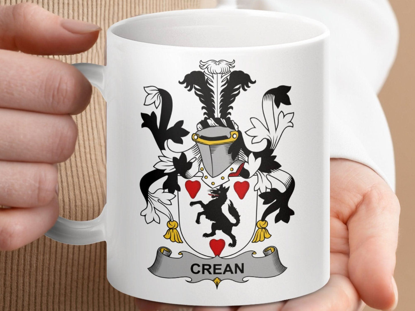 Crean Surname Irish Family Crest Mug - Celtic Ancestry Gifts