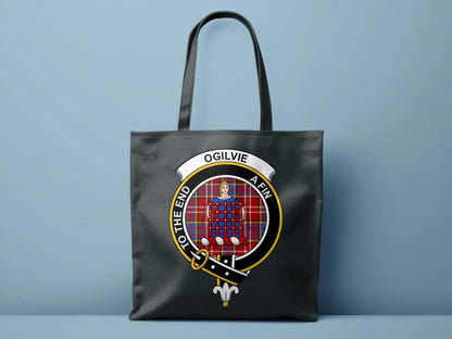Ogilvie Scottish Clan Crest Tartan Tote Bags - Celtic Ancestry Gifts