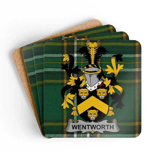 Wentworth Family Crest Green Plaid Decorative Coaster Product