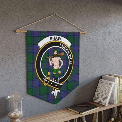 Shaw Clan Scottish Tartan Crest Motif Wall Pennant - Celtic Ancestry Gifts