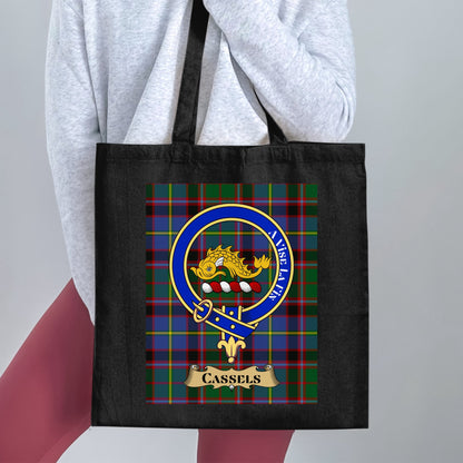 Cassels clan scottish tartan crest Tote Bag - Living Stone Gifts