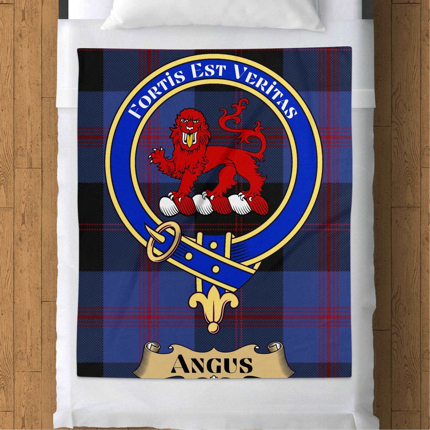 Angus Scottish Tartan Crest Throw Blanket - Living Stone Gifts