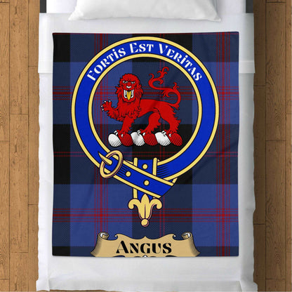 Angus Scottish Tartan Crest Throw Blanket - Living Stone Gifts