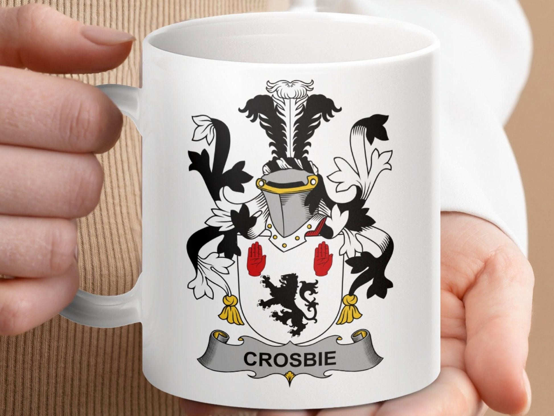 Crosbie Surname Irish Family Crest Mug - Celtic Ancestry Gifts