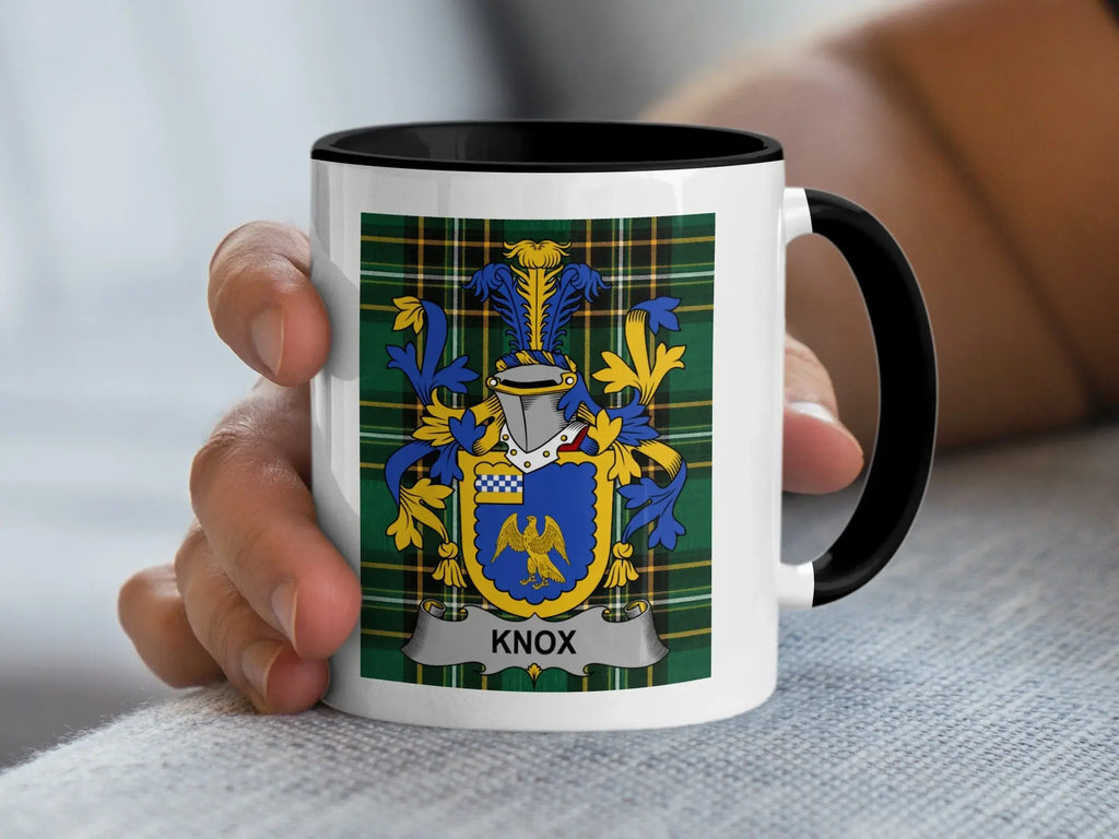 Knox Irish family crest black accent mug