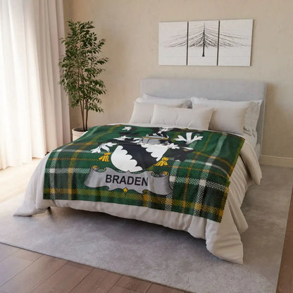 Personalized Plaid Braden Family Crest Blanket product